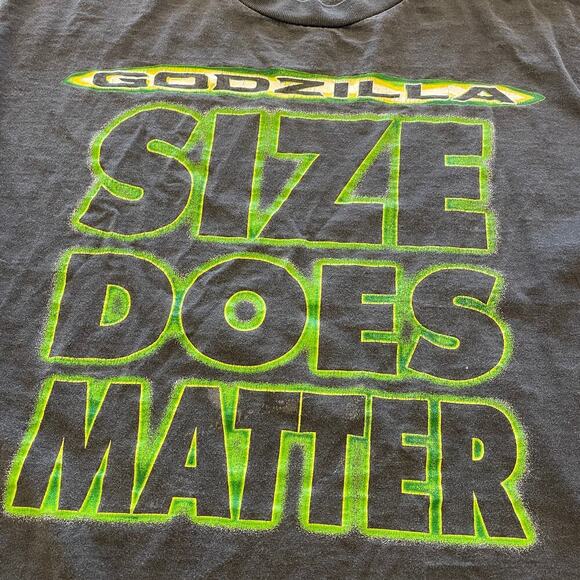 Vintage 90s Godzilla Size Does Matter Single Stitch Tee Shirt Mens XL Taco Bell - Picture 2 of 12